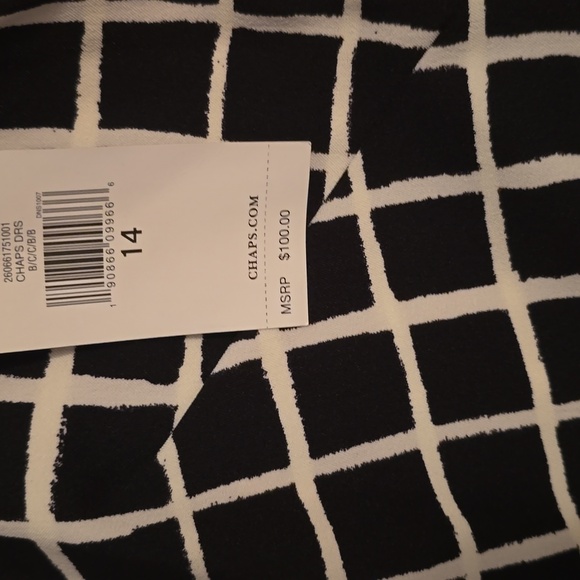 CHAPS BRAND WOMEN'S BLACK & WHITE SLEEVELESS SYMMETRICAL DRESS SIZE 14 - Picture 5 of 16
